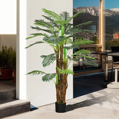 Realistisk 160 cm konstgjord palm med 36 grenar, inomhus utomhusdekorplanta