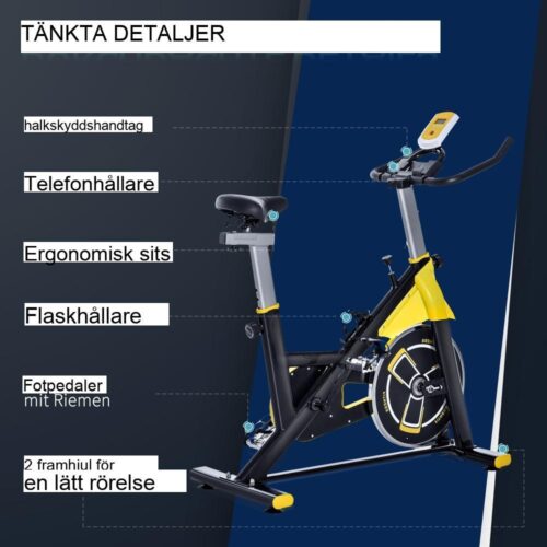 Träningscykel med justerbar höjd med LCD-skärm och remdrift