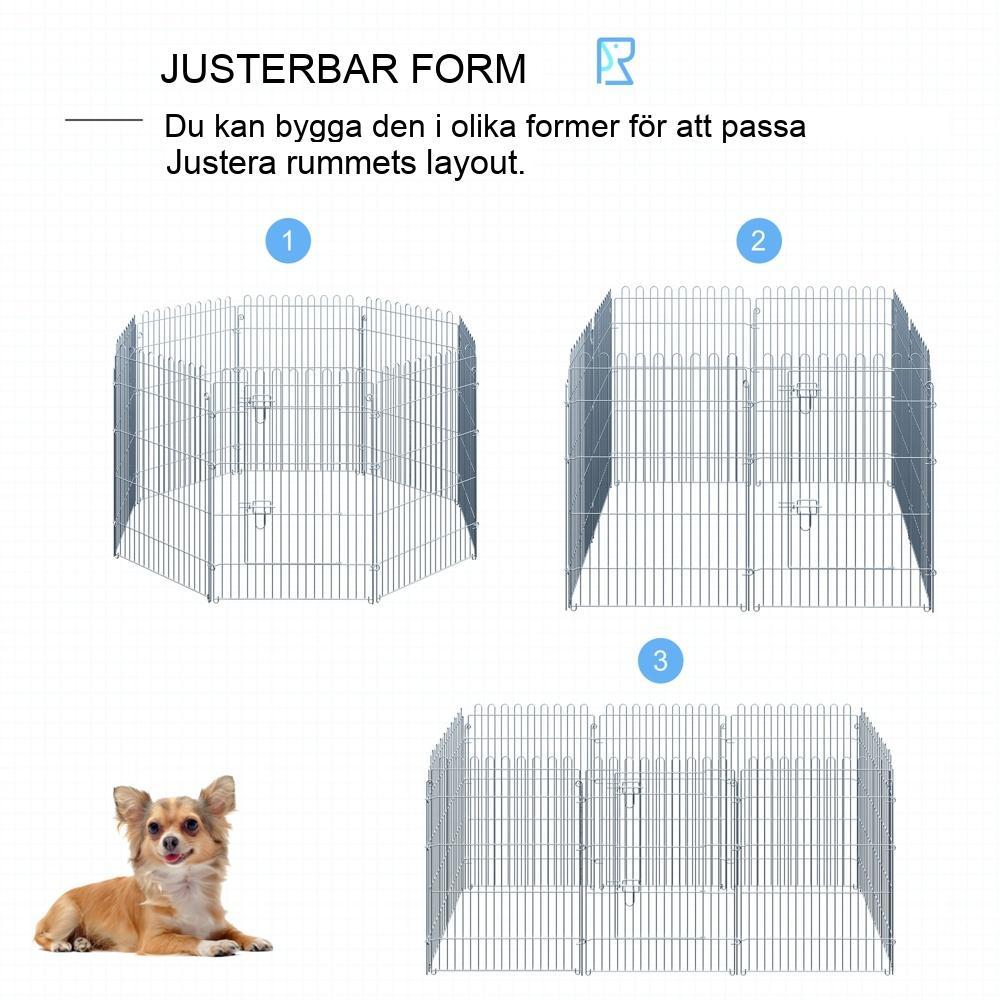 Slitstark 8-delad valplekhage, säker och rymlig utomhushölje, 63×91 cm