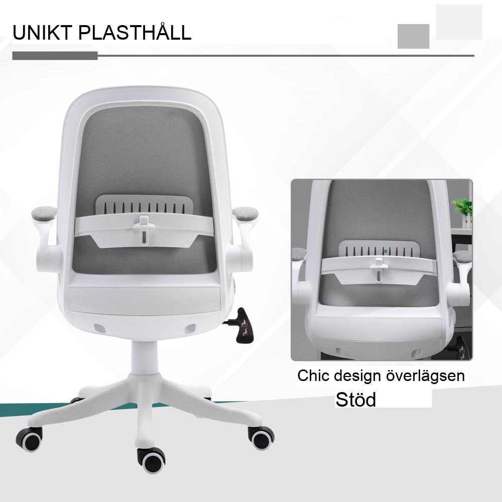 Ergonomisk kontorsstol med justerbar höjd och ryggstöd, grå+vit, upp till 120 kg