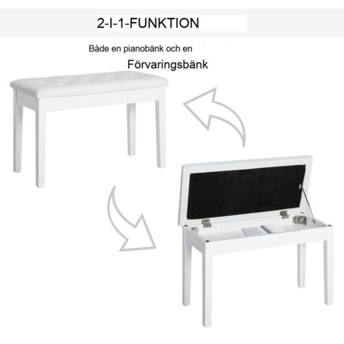 Country Style Pianobänk med förvaring, Vit, 76x36x50cm