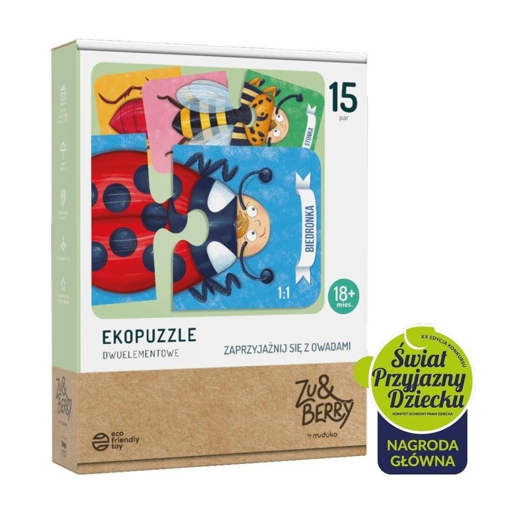 MUDUKO Ecopuzzles for toddlers: Bli vänner med insekter (15 par) i åldern 18+