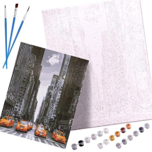 New York Street Scene Paint by Numbers Kit – 40×50 cm inramad duk