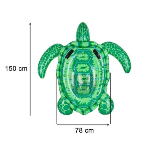 Giant uppblåsbar sköldpadda simmadrass – Poolflotta med handtag, upp till 40 kg viktgräns 150 cm