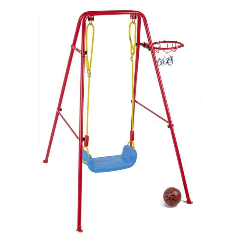 Heavy Duty Metal Garden Gung Set med basketbåge och boll