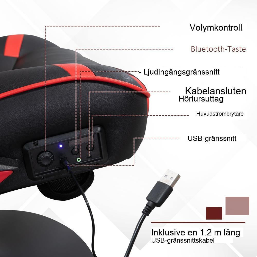 Ergonomisk spelstol med högtalare, gungfunktion och justerbar höjd