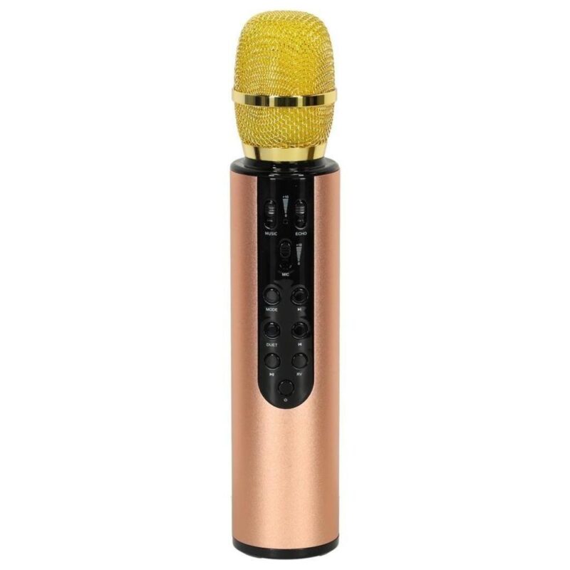 Rose Gold trådlös karaokemikrofon med Bluetooth och reverb