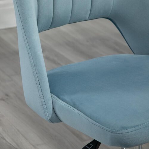 Blue Ergonomic Velvet Swivel Chair, justerbar höjd för kontor och vardagsrum