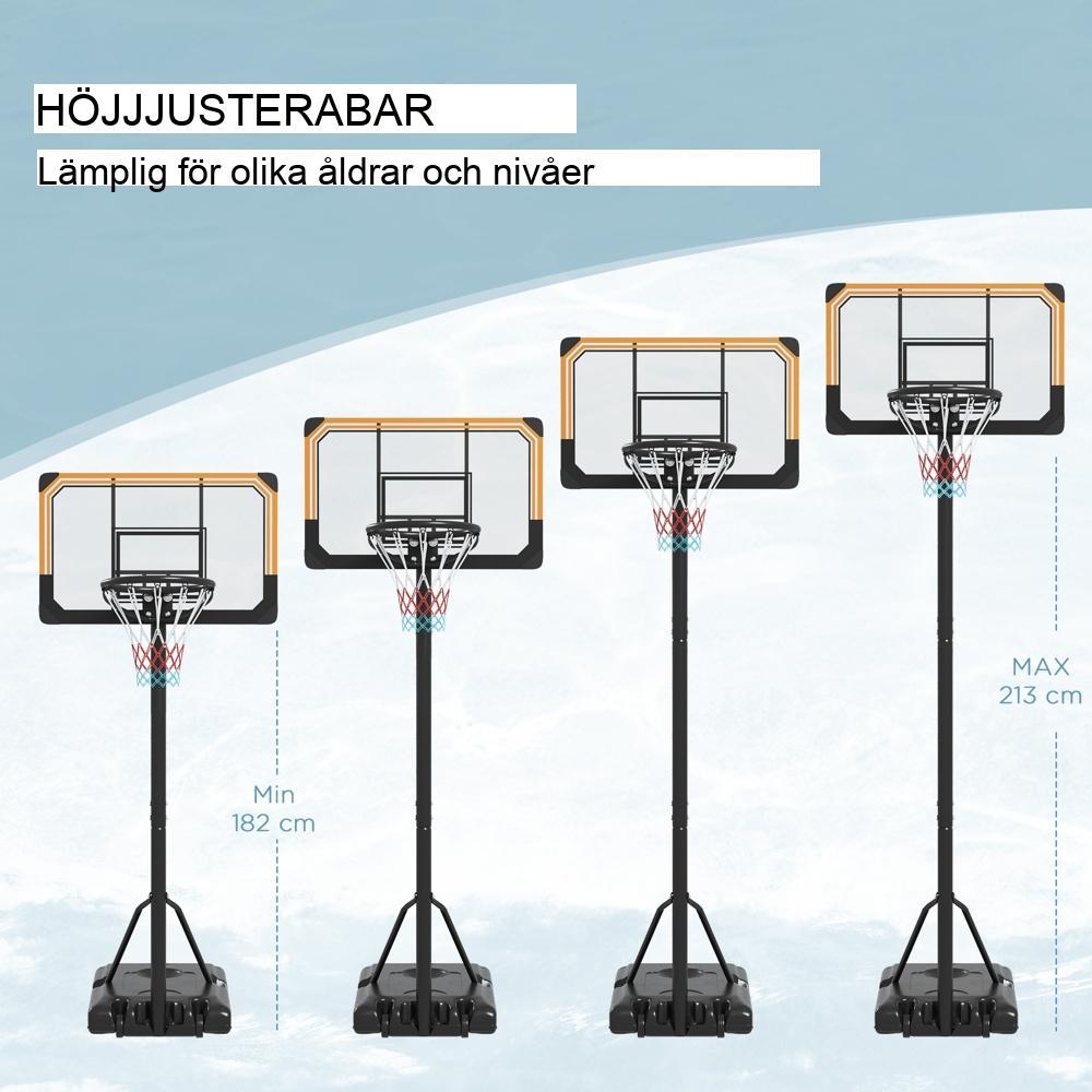 Justerbar höjd för basketbåge, inomhus/utomhus, stålram med hjul