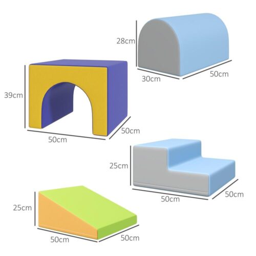 Set med mjuka byggklossar, 4 skumblock för klättring och glidning, 1-3 år