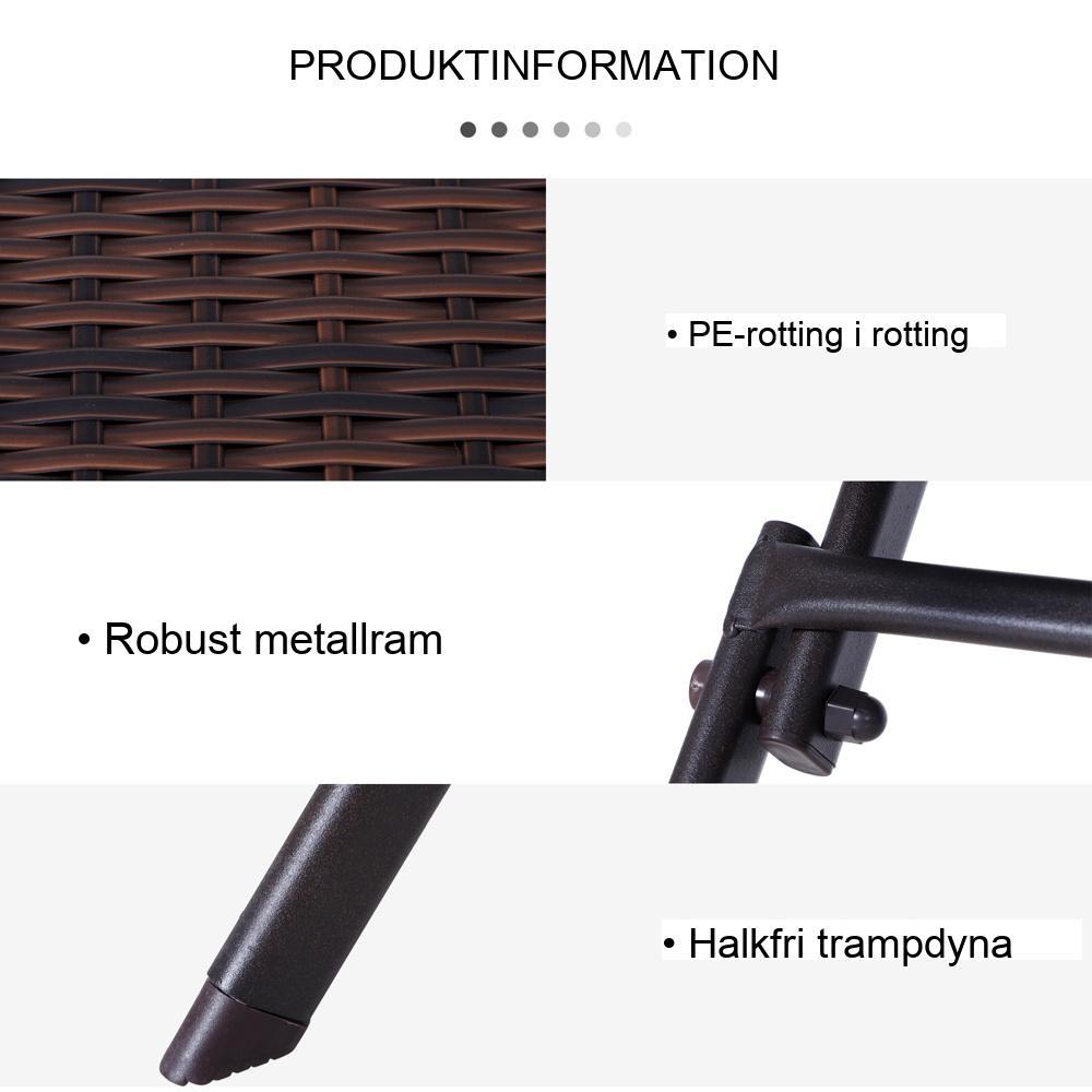 Slitstark brun polyrattan bistroset för 2 – Balkong- och terrassmöbler