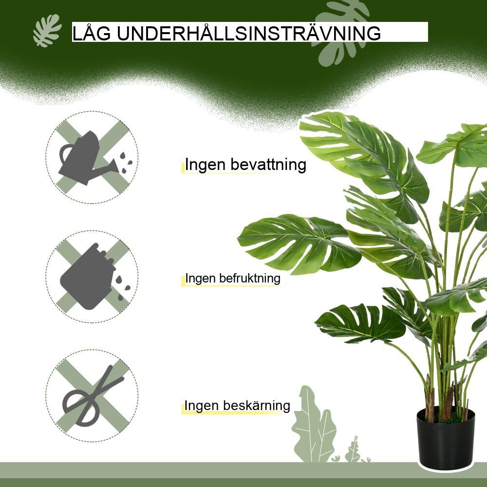 Realistisk 120 cm konstgjord Monstera-växt med kruka och mossa – Heminredning med lågt underhåll