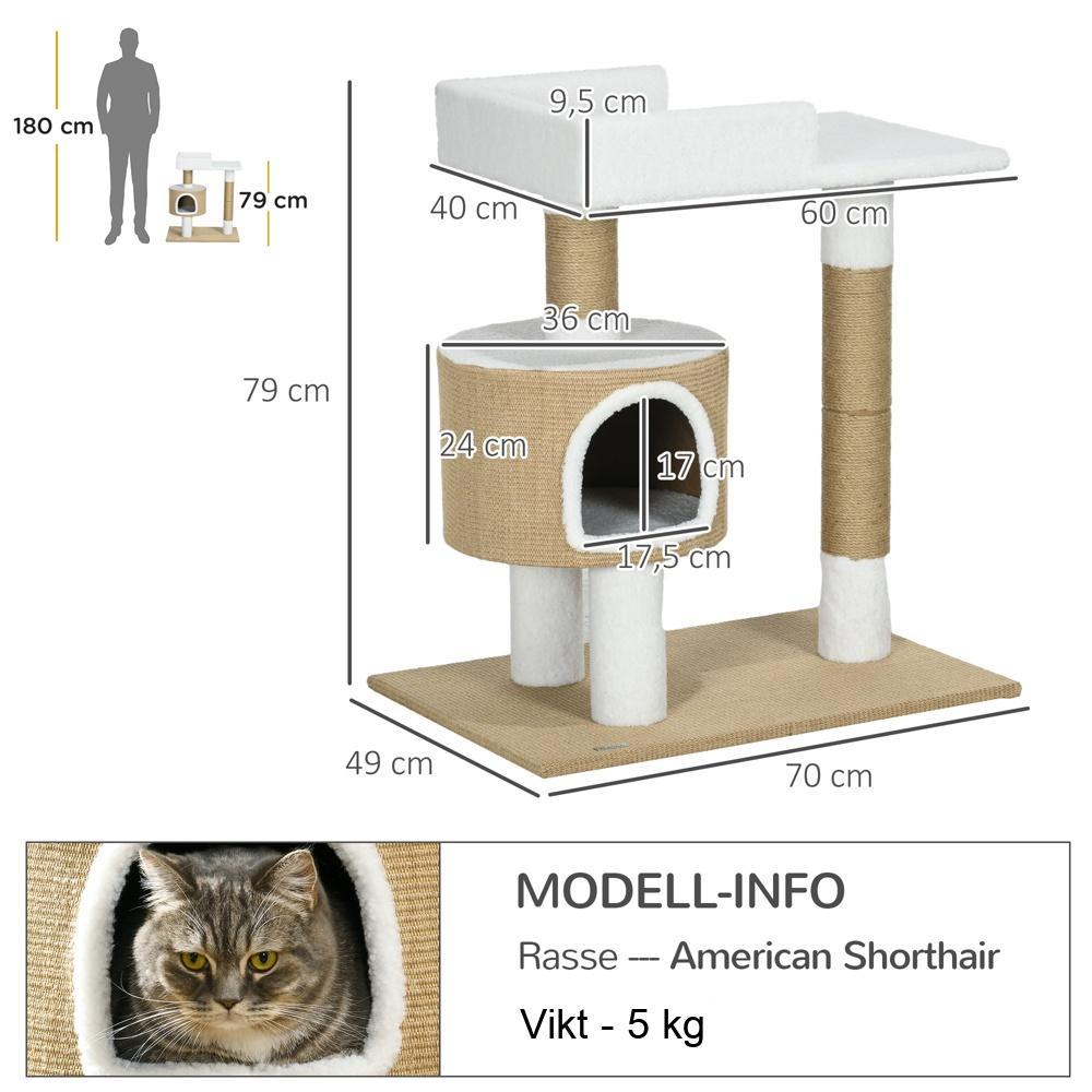 Stort kattträd med skrapstolpe, hus och säng – upp till 8 kg