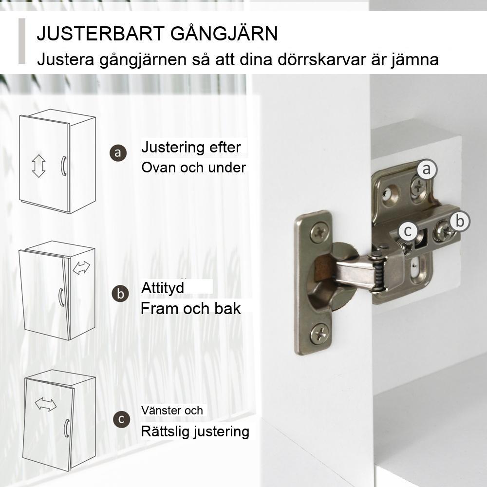 Vit köksskåpsbuffé – glasdörrar, ställbara hyllor, modern design