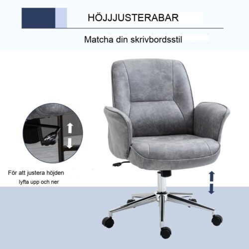 Ergonomisk kontorsstol XXL, gungfunktion, justerbar höjd, upp till 120 kg ljusgrå