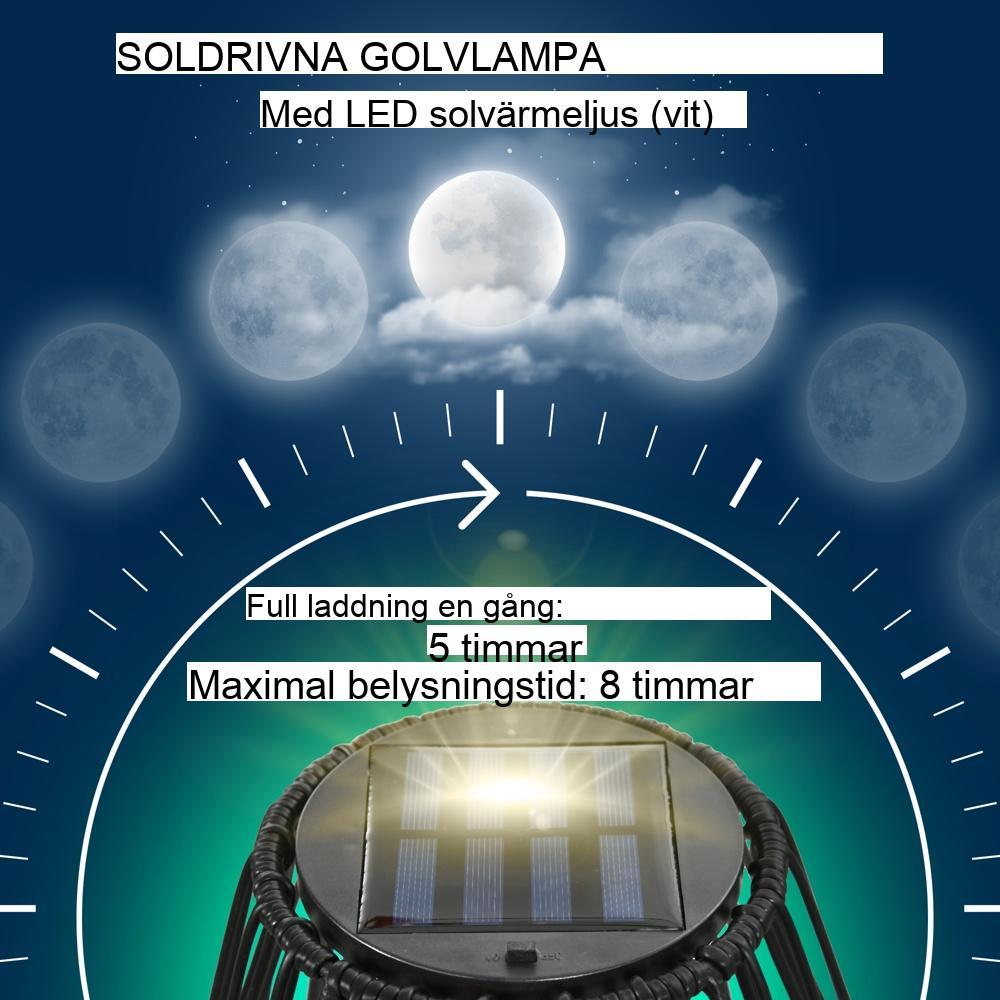 Soldriven trumrotting trädgårdslampa med automatisk ljussensor, svart