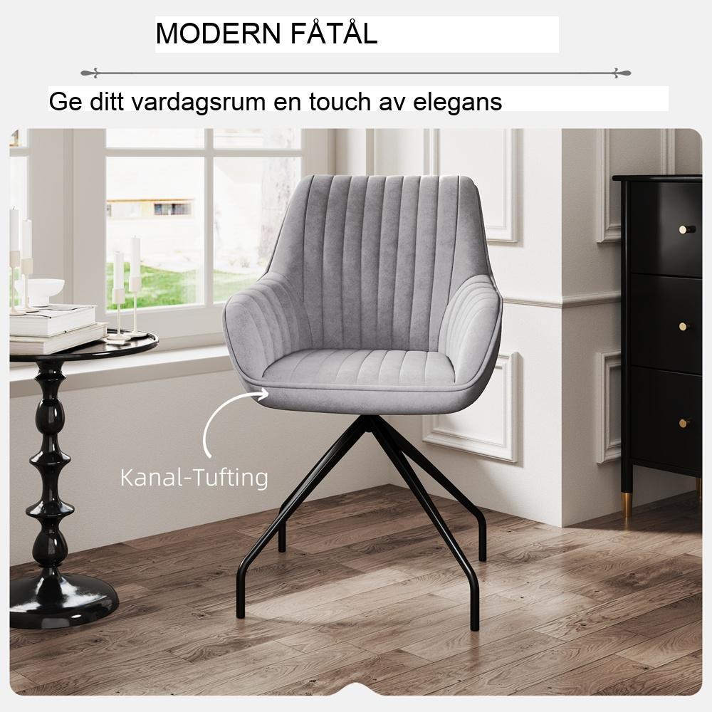 Mörkgrå Velvet Swivel Lounge Chair med armstöd för vardagsrum