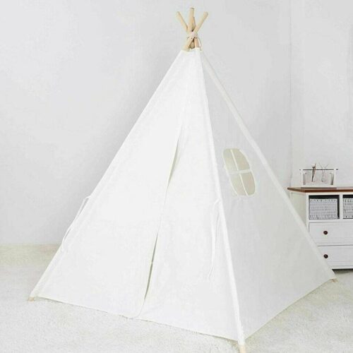 Indiska Tipi Wigwam lektält för barn – 135cm, linne och träkonstruktion