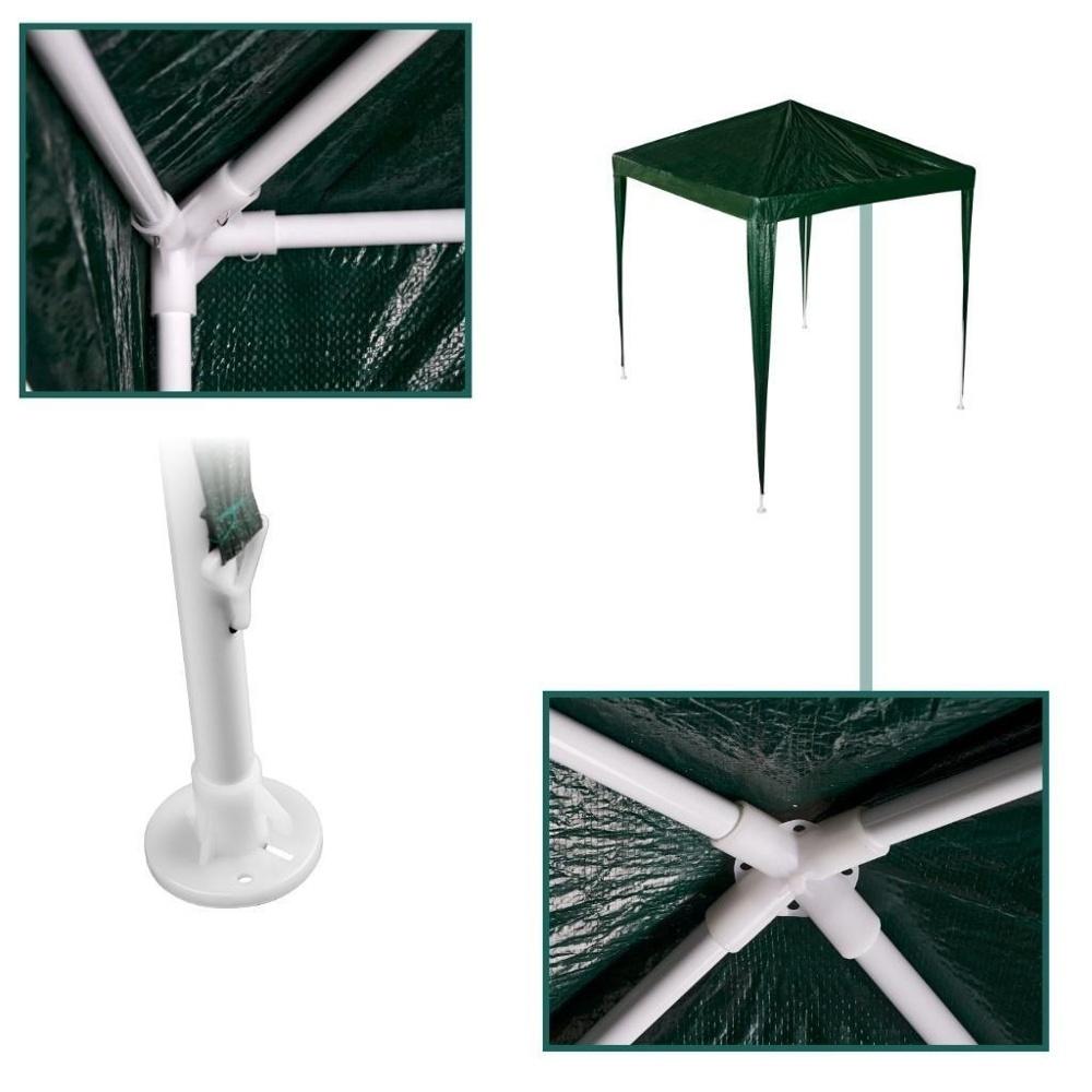 Green Commercial Event Gazebo Canopy – Metallram, 2×2 fot (1,95 m) Skydd mot sol och regn