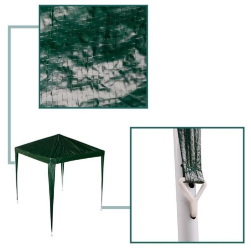 Green Commercial Event Gazebo Canopy – Metallram, 2×2 fot (1,95 m) Skydd mot sol och regn