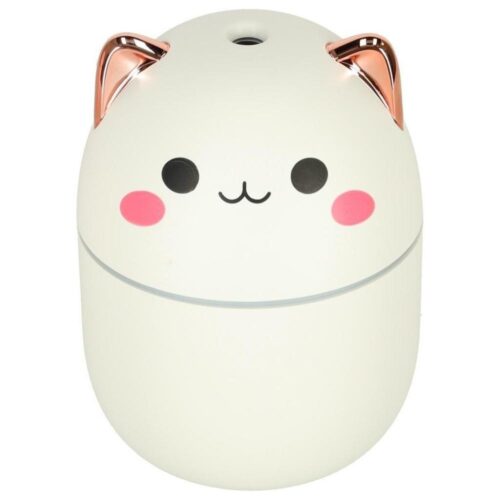 White Kitty USB luftfuktare och diffusor, 250 ml med konstant/intermittent dimma