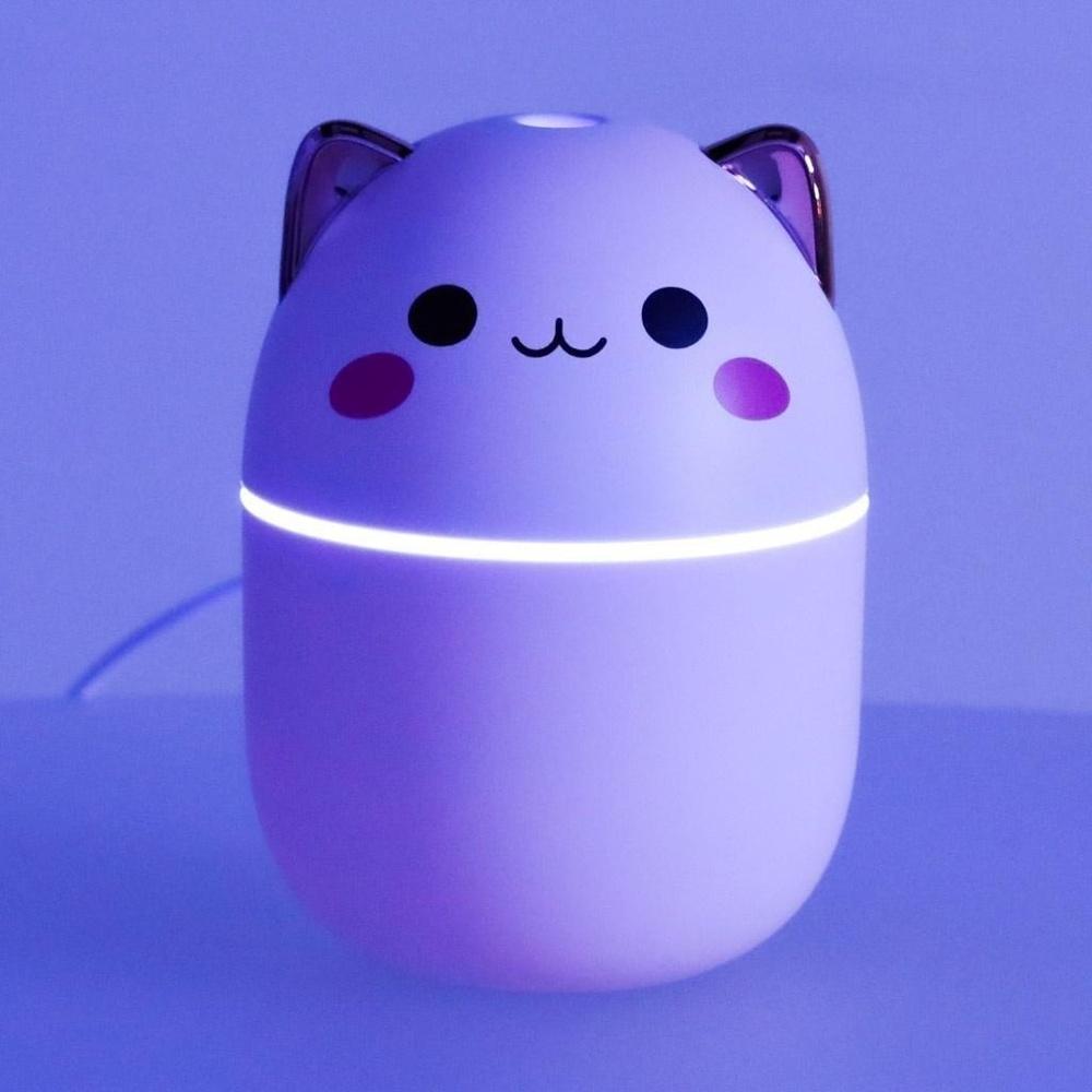 White Kitty USB luftfuktare och diffusor, 250 ml med konstant/intermittent dimma