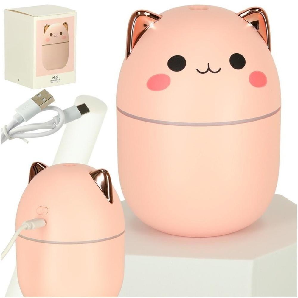 Pink Rose Cat Oil Diffuser Luftfuktare USB 250ml