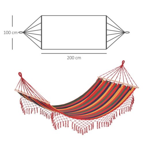 Färgglad bomullspolyester hängmatta 2x1m – väderbeständig UV-beständig upp till 150 kg