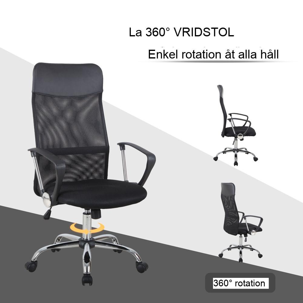 Ergonomisk Mesh Kontorsstol Höjdjusterbar med Rocker Funktion Svart