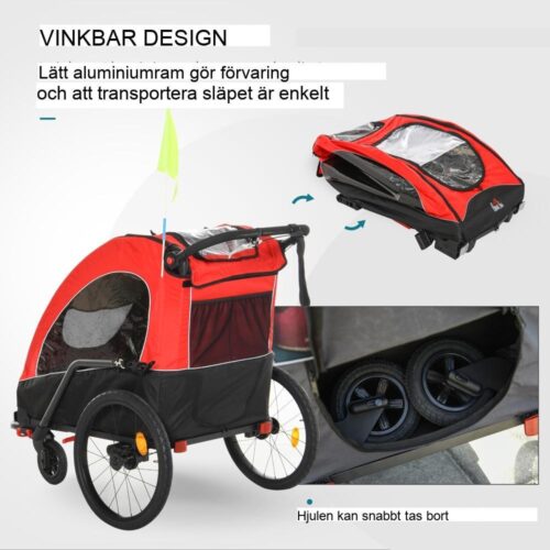 3-i-1 aluminium cykelvagn Jogger för 2 barn Säker och bekväm