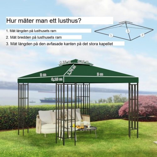 Kolgrå 3x3m Paviljongtak – Vattenavvisande polyesterersättning