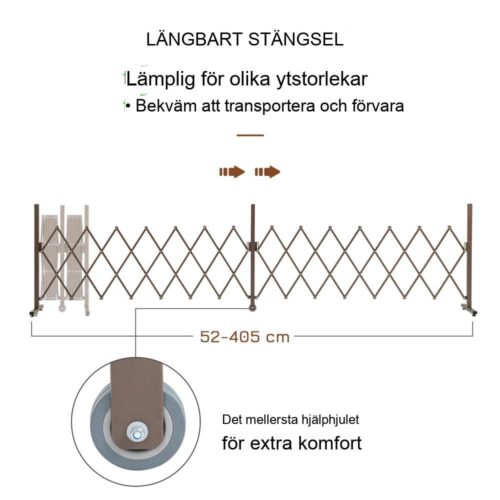 Förlängbar trädgårdsspaljé i aluminium, spärrport 52-405 cm Brun H103,5 cm