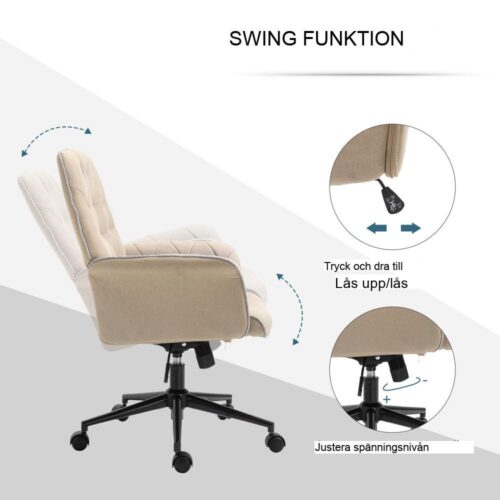 Ergonomisk gungkontorsstol, höjdjusterbar, beige, upp till 120 kg