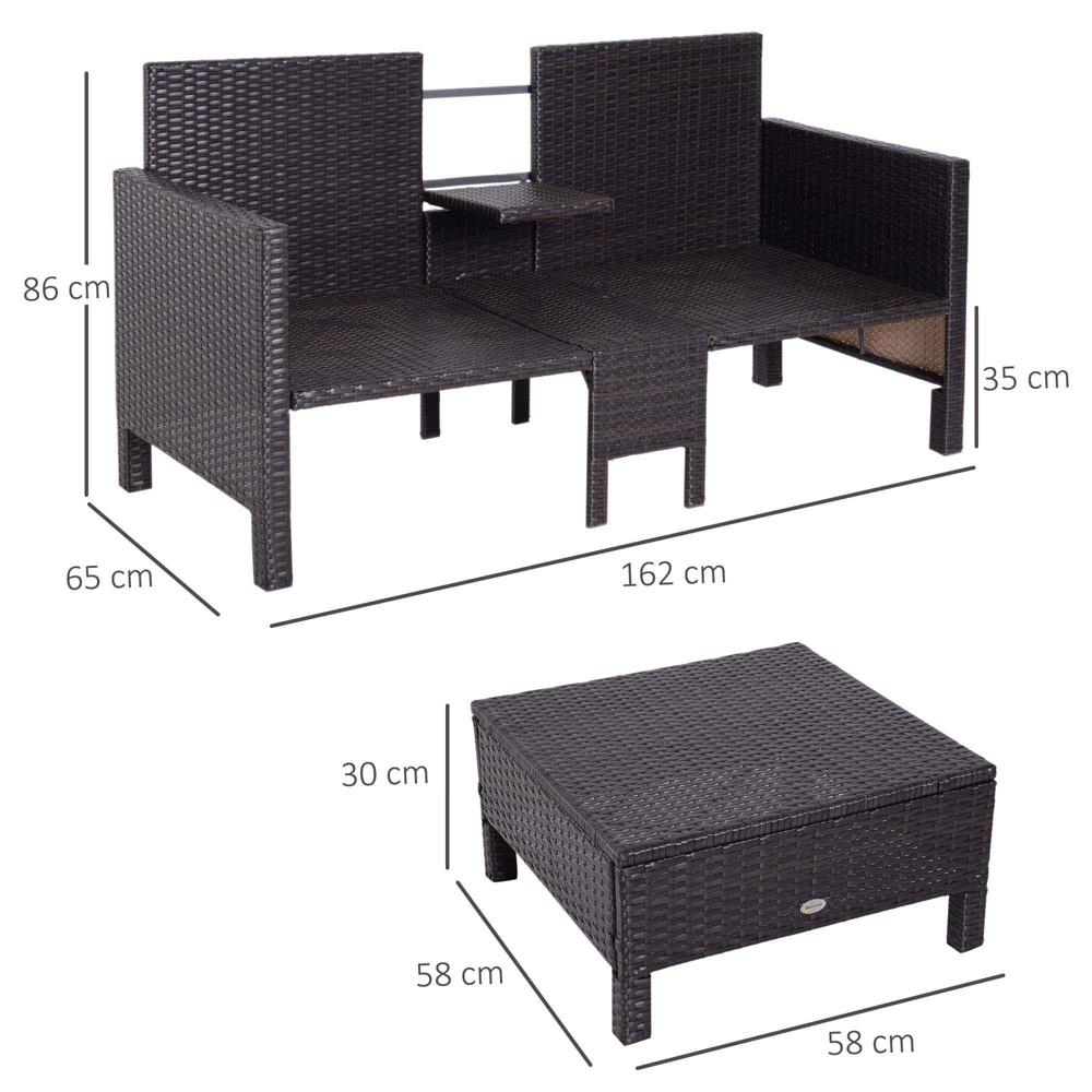 Brun polyrattan Trädgårdssoffset med kuddar – Outdoor Lounge Möbler