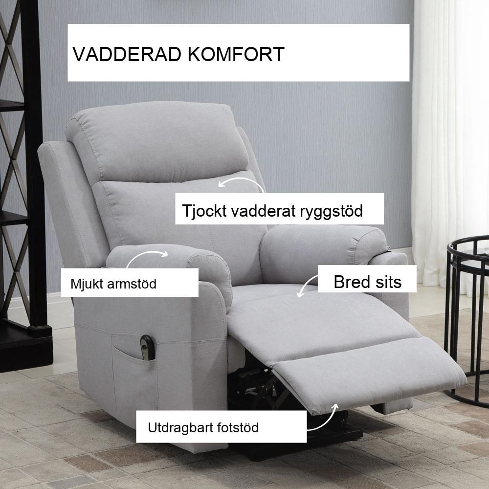 Elektrisk vilstol med ståstöd, Linen Touch Grey