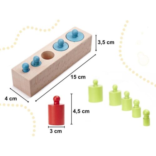 Montessori träcylindervikter för form- och färginlärning