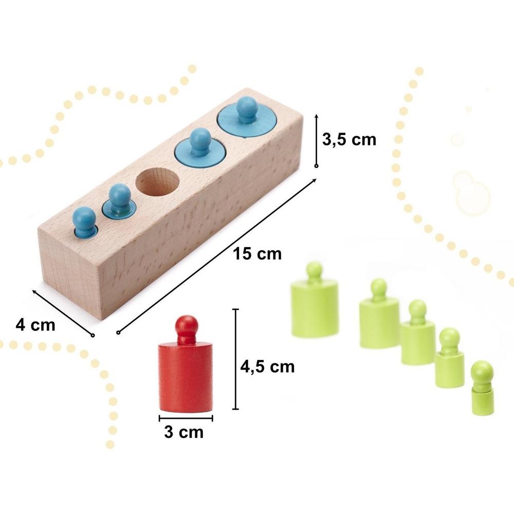 Montessori träcylindervikter för form- och färginlärning