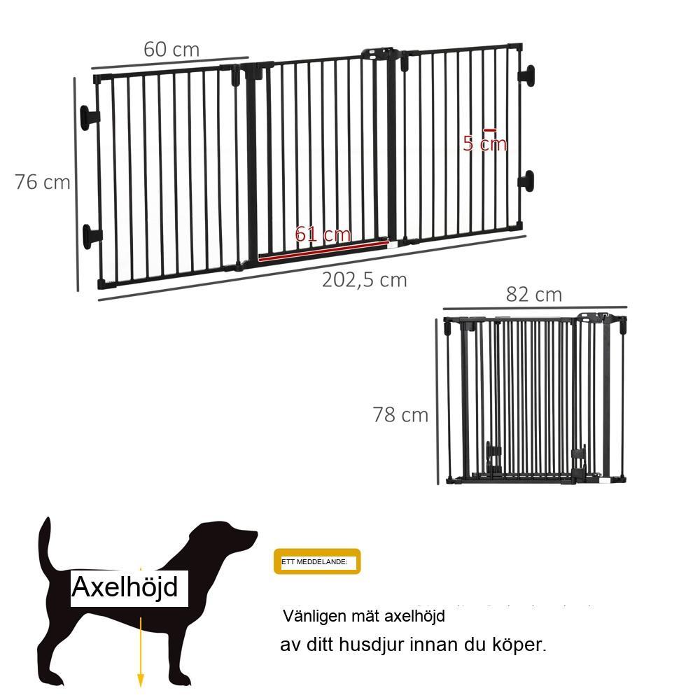 Automatisk Pet Gate | Justerbar och hopfällbar, 3 paneler, säker lekhage