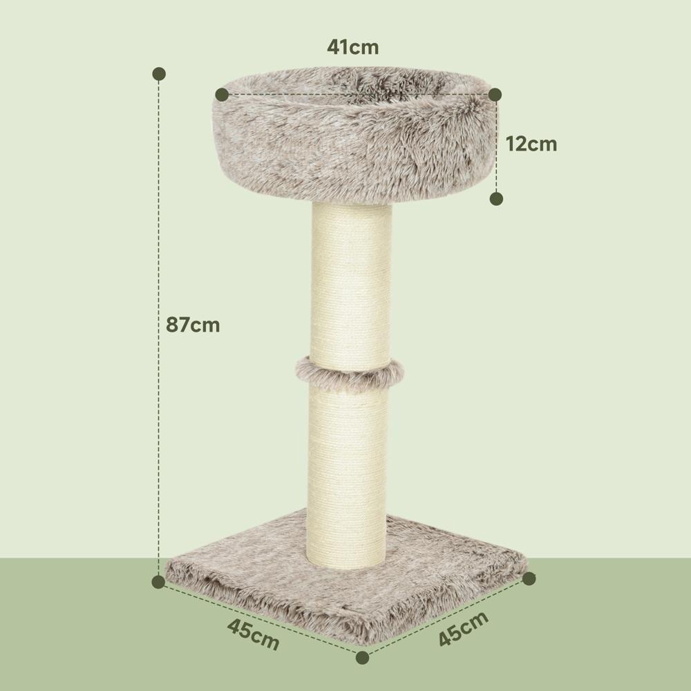 Stabilt 87 cm kattträd med säng, sisalskrapstolpe för katter upp till 6 kg