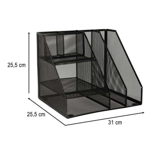 Svart 6-facks skrivbordsorganisator i metall för bättre kontorsutrymme
