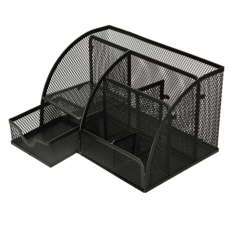 7-fack Black Metal Desk Organizer – Kontors- och hemförvaring