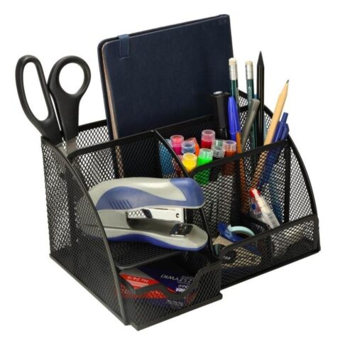 7-fack Black Metal Desk Organizer – Kontors- och hemförvaring