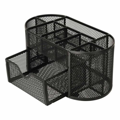 9-fack Black Metal Desk Organizer – Kontors- och sminkförvaring