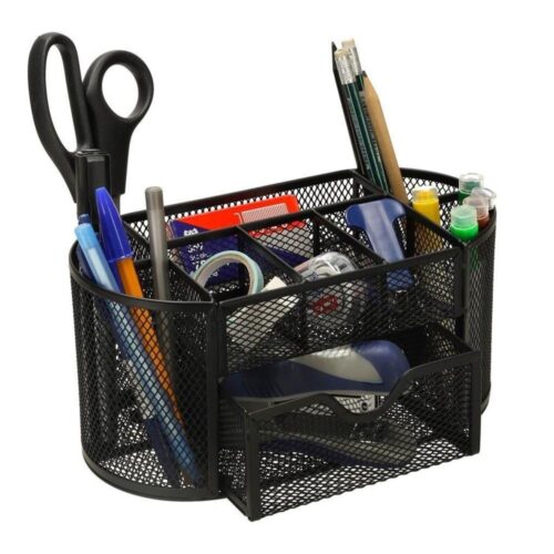 9-fack Black Metal Desk Organizer – Kontors- och sminkförvaring