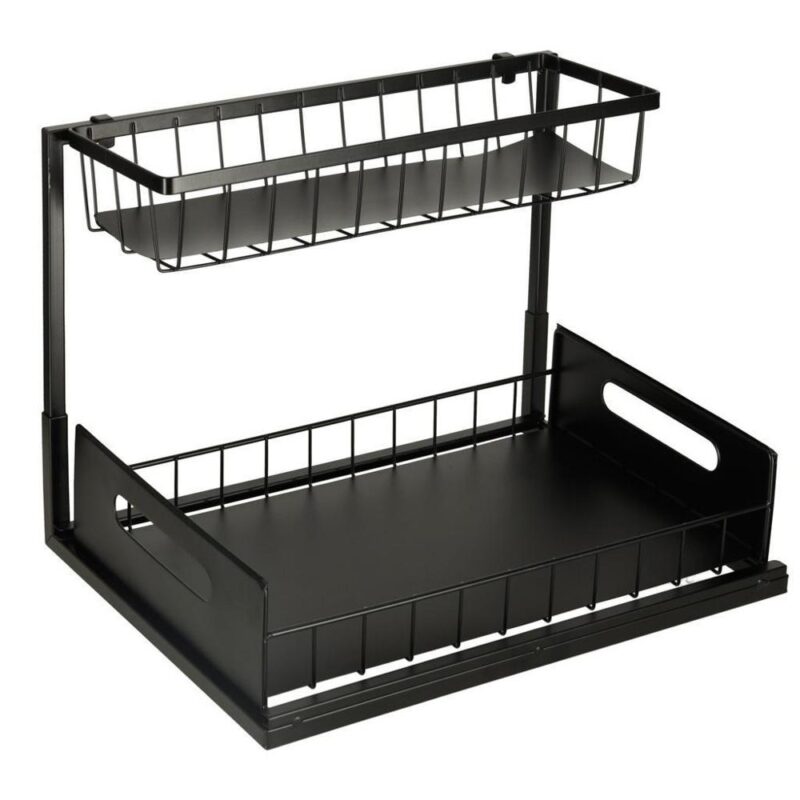 Black Metal Spice Rack Organizer för kök och badrum