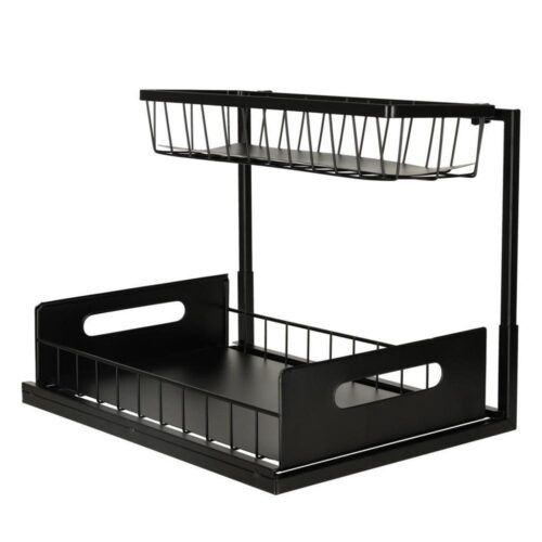 Black Metal Spice Rack Organizer för kök och badrum