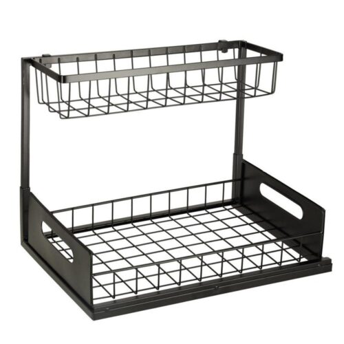 Black Metal Spice Rack Organizer för kök och badrum