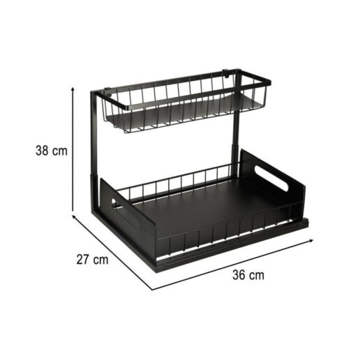 Black Metal Spice Rack Organizer för kök och badrum