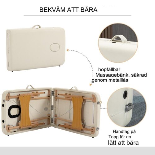 Höjdjusterbart massagebord – Bärbar hopfällbar spasoffa med nackstöd