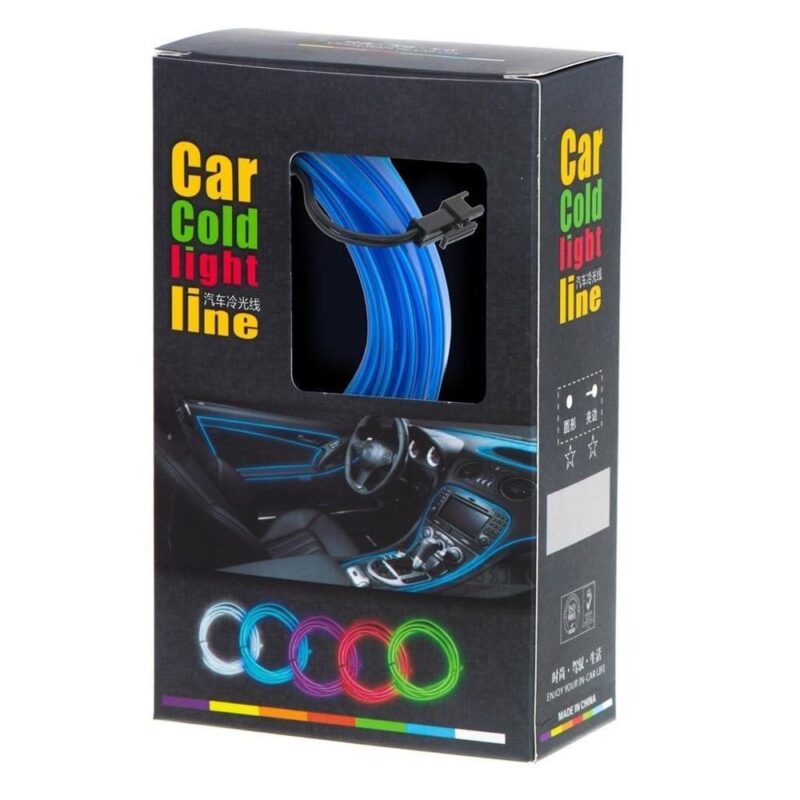 Blå LED Ambient Car Light Strip – USB och 12V, 3 meter